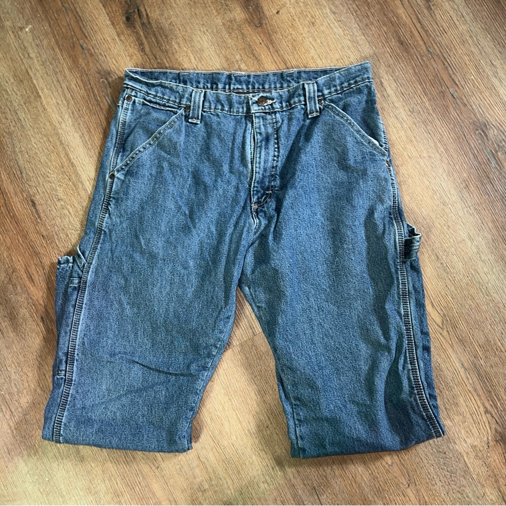 Wrangler Men's Dark Blue Relaxed Carpenter Jeans 34x30 insulated
